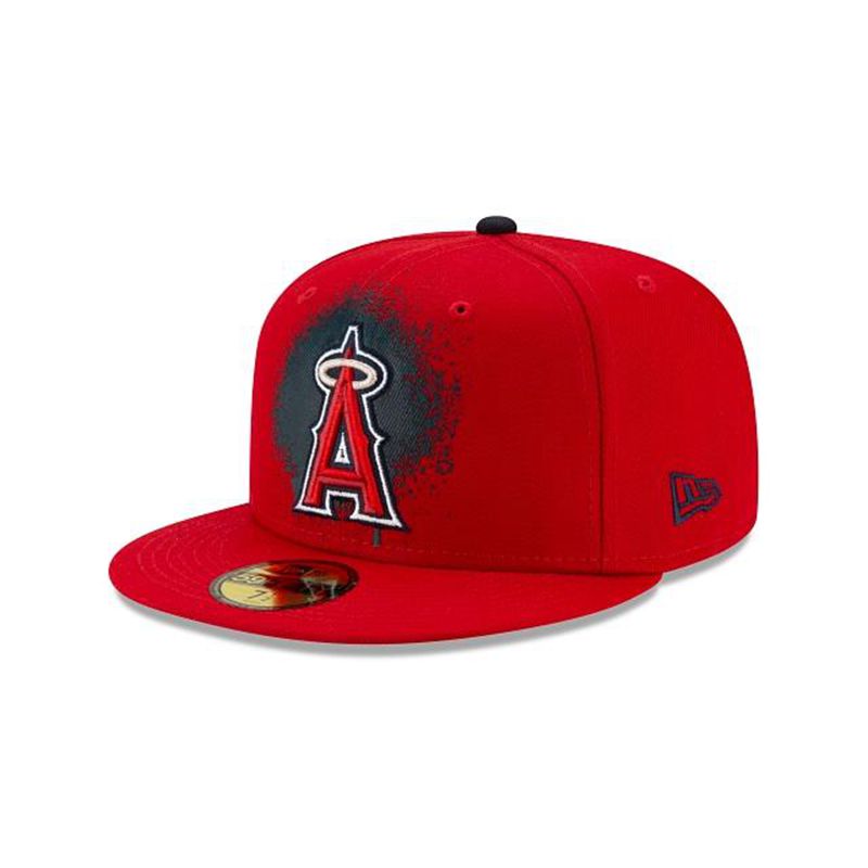 MLB Los Angeles Angels Drip Front 59Fifty Fitted (ZOZ8930) - Red New Era Caps